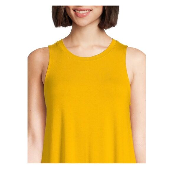 Time & Tru Autumn Gold Sleeveless A-Line Swing Dress Casual Stretch Rayon Size M - Picture 5 of 6